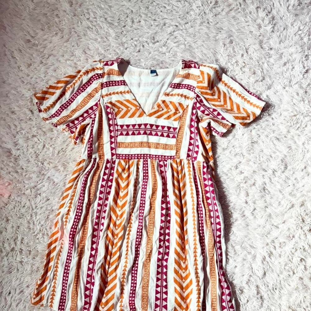 Geometric Tribal Aztec Boho Artistan Earthy Hippie Patchouli Dress Womens L Soft